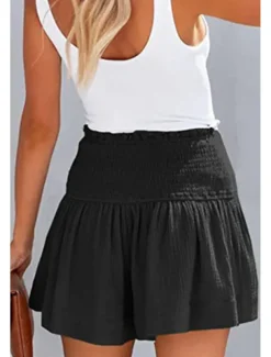 Women's Linen-Inspired Shorts Shorts Slacks Streetwear Casual Short Natural Plain Elastic Waist Comfy Outdoor Comfortable Street Daily Wear Almond Grey Black Pink Summer Regular Fit