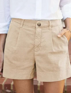 Women's Linen-Inspired Shorts Shorts Slacks Streetwear Casual Short Natural Plain Zipper Pocket Buckle Breathability Soft Comfortable Micro-elastic Street Going out Navy Black White Khaki Summer