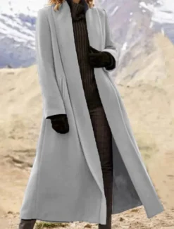 Women's Long Coat Overcoat Open Front Trench Coat Warm Winter Coat Long Sleeve with Pockets Oversize Black Army Green Gray