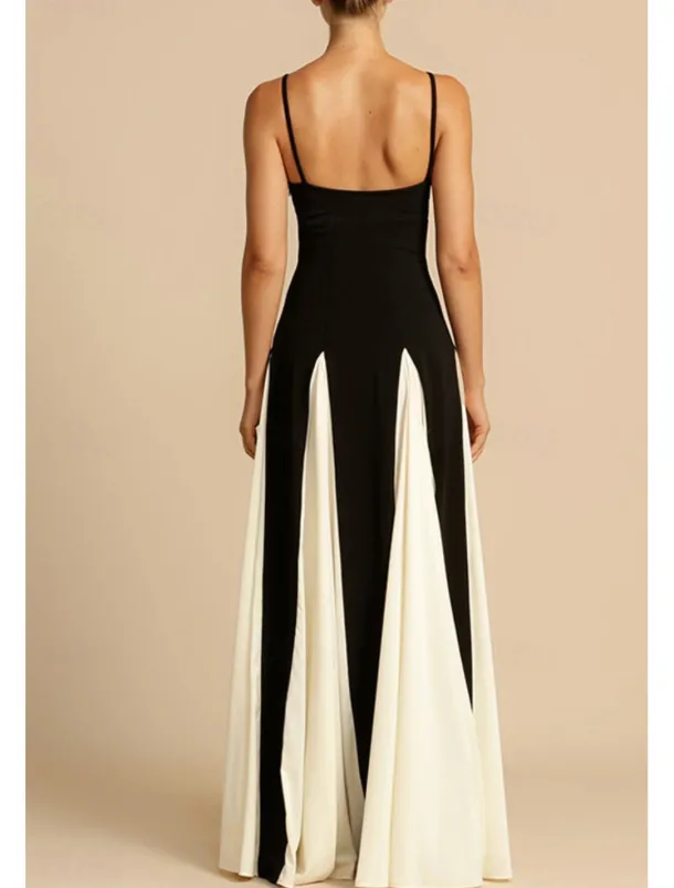 Women's Long Dress Maxi Dress Cocktail Dress Slip Dress Elegant Fashion Tea Party Going out Weekend Regular Fit Color Block Sleeveless Spaghetti Strap Black Summer