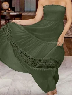 Women's Long Dress Maxi Dress Casual Dress Chiffon Dress Summer Dress Elegant Stylish Casual Vacation Daily Beach Regular Fit Plain Sleeveless Halter Neck Black White Yellow Green Summer