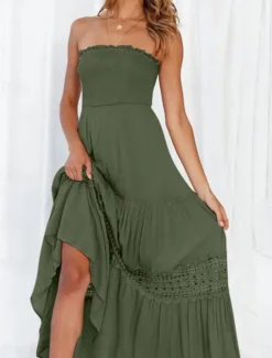 Women's Long Dress Maxi Dress Casual Dress Chiffon Dress Summer Dress Elegant Stylish Casual Vacation Daily Beach Regular Fit Plain Sleeveless Halter Neck Black White Yellow Green Summer