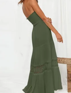 Women's Long Dress Maxi Dress Casual Dress Chiffon Dress Summer Dress Elegant Stylish Casual Vacation Daily Beach Regular Fit Plain Sleeveless Halter Neck Black White Yellow Green Summer