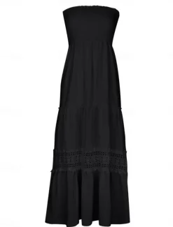 Women's Long Dress Maxi Dress Casual Dress Chiffon Dress Summer Dress Elegant Stylish Casual Vacation Daily Beach Regular Fit Plain Sleeveless Halter Neck Black White Yellow Green Summer