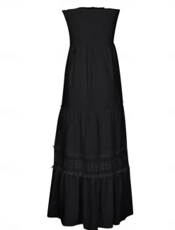 Women's Long Dress Maxi Dress Casual Dress Chiffon Dress Summer Dress Elegant Stylish Casual Vacation Daily Beach Regular Fit Plain Sleeveless Halter Neck Black White Yellow Green Summer