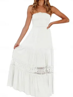 Women's Long Dress Maxi Dress Casual Dress Chiffon Dress Summer Dress Elegant Stylish Casual Vacation Daily Beach Regular Fit Plain Sleeveless Halter Neck Black White Yellow Green Summer