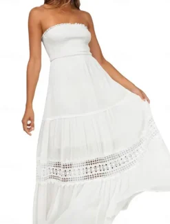 Women's Long Dress Maxi Dress Casual Dress Chiffon Dress Summer Dress Elegant Stylish Casual Vacation Daily Beach Regular Fit Plain Sleeveless Halter Neck Black White Yellow Green Summer