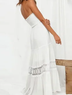 Women's Long Dress Maxi Dress Casual Dress Chiffon Dress Summer Dress Elegant Stylish Casual Vacation Daily Beach Regular Fit Plain Sleeveless Halter Neck Black White Yellow Green Summer