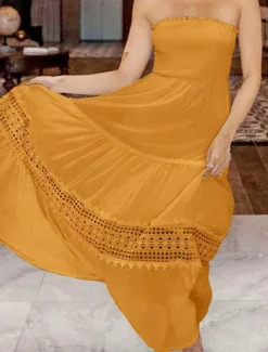 Women's Long Dress Maxi Dress Casual Dress Chiffon Dress Summer Dress Elegant Stylish Casual Vacation Daily Beach Regular Fit Plain Sleeveless Halter Neck Black White Yellow Green Summer