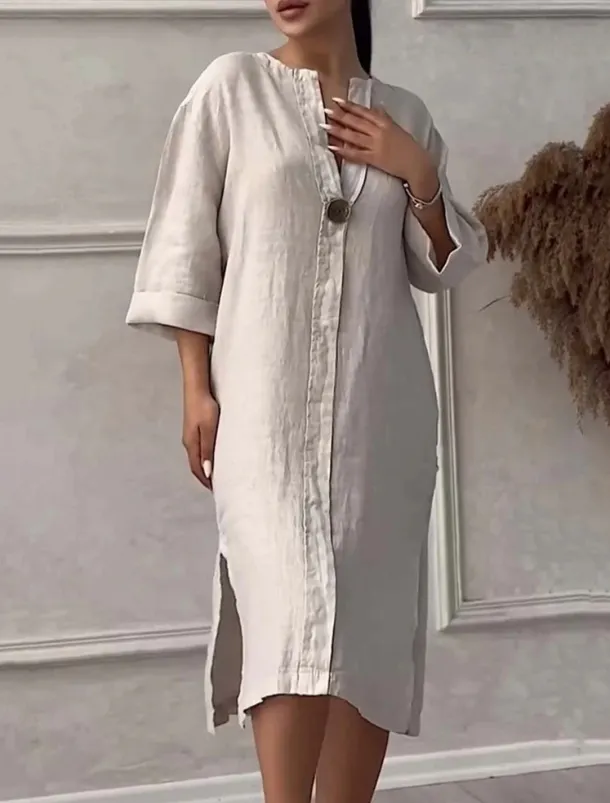 Women's Long Dress Maxi Dress Linen-Inspired Dresses Casual Dress Stylish Casual Vacation Daily Date Regular Fit Plain Long Sleeve V Neck Black Light Green Pink Red Summer Spring