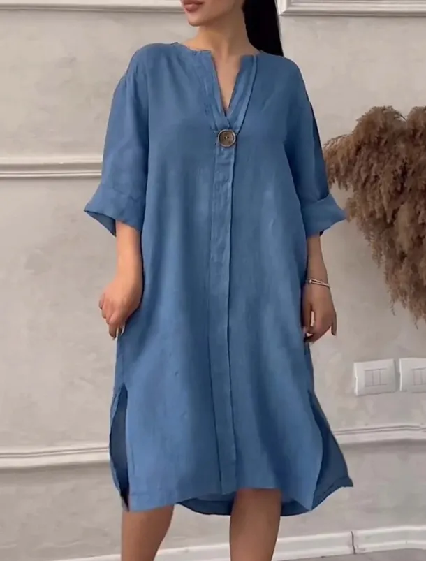 Women's Long Dress Maxi Dress Linen-Inspired Dresses Casual Dress Stylish Casual Vacation Daily Date Regular Fit Plain Long Sleeve V Neck Black Light Green Pink Red Summer Spring