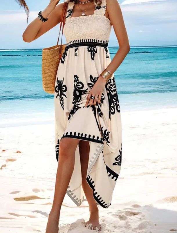 Women's Long Dress Maxi Dress Casual Dress A Line Dress Summer Dress Boho Dress Bohemia Hawaiian Stylish Vacation Daily Date Regular Fit Graphic Sleeveless Square Neck Black Pink Red Green Summer