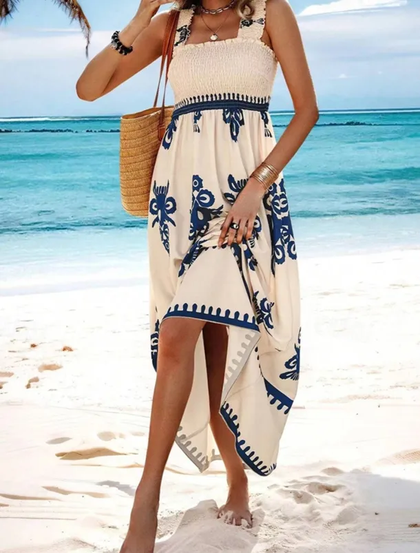 Women's Long Dress Maxi Dress Casual Dress A Line Dress Summer Dress Boho Dress Bohemia Hawaiian Stylish Vacation Daily Date Regular Fit Graphic Sleeveless Square Neck Black Pink Red Green Summer