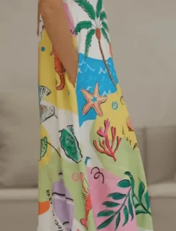 Women's Long Dress Maxi Dress Casual Dress Summer Dress Slip Dress Fashion Outdoor Holiday Date Regular Fit Painting Sleeveless Spaghetti Strap Green Summer Spring