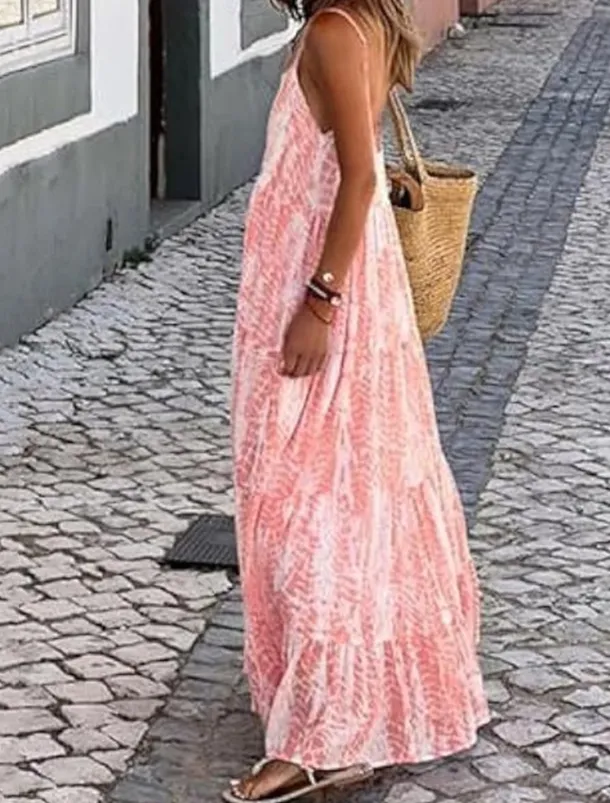 Women's Long Dress Maxi Dress Casual Dress Swing Dress Slip Dress Boho Dress Fashion Outdoor Party Holiday Regular Fit Tie Dye Sleeveless Spaghetti Strap Black Pink Green Summer
