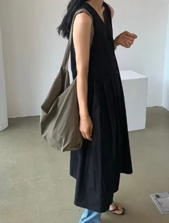 Women's Long Dress Maxi Dress Linen-Inspired Dresses Casual Dress Stylish Casual Vacation Daily Date Regular Fit Plain Sleeveless V Neck Black Blue Apricot Summer Spring