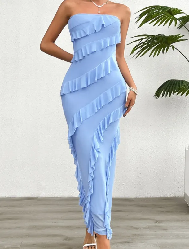 Women's Long Dress Maxi Dress White Dress Prom Dress Party Dress Cocktail Dress Fashion Modern Festival Dress Wedding Party Special Occasion Regular Fit Plain Sleeveless Strapless White Pink Blue