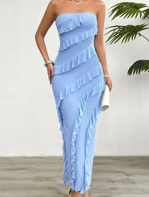 Women's Long Dress Maxi Dress White Dress Prom Dress Party Dress Cocktail Dress Fashion Modern Festival Dress Wedding Party Special Occasion Regular Fit Plain Sleeveless Strapless White Pink Blue