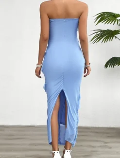 Women's Long Dress Maxi Dress White Dress Prom Dress Party Dress Cocktail Dress Fashion Modern Festival Dress Wedding Party Special Occasion Regular Fit Plain Sleeveless Strapless White Pink Blue