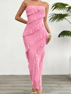 Women's Long Dress Maxi Dress White Dress Prom Dress Party Dress Cocktail Dress Fashion Modern Festival Dress Wedding Party Special Occasion Regular Fit Plain Sleeveless Strapless White Pink Blue