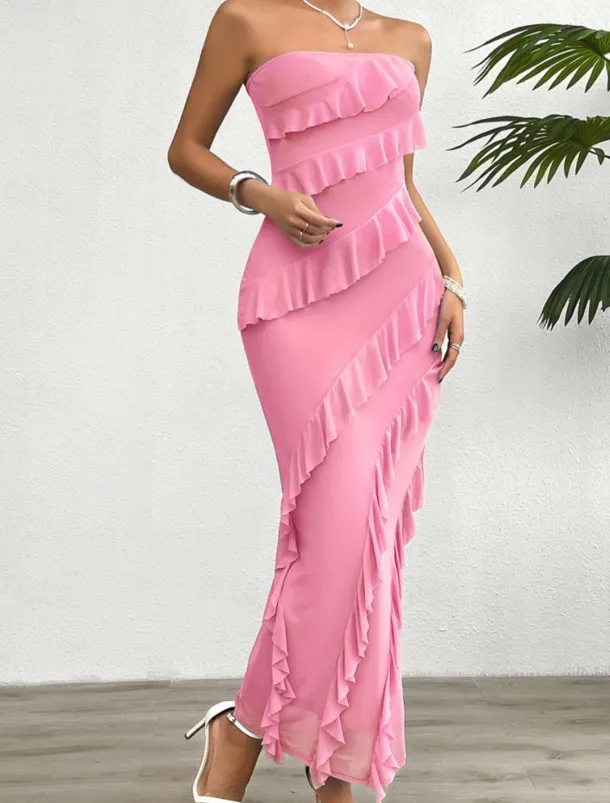 Women's Long Dress Maxi Dress White Dress Prom Dress Party Dress Cocktail Dress Fashion Modern Festival Dress Wedding Party Special Occasion Regular Fit Plain Sleeveless Strapless White Pink Blue