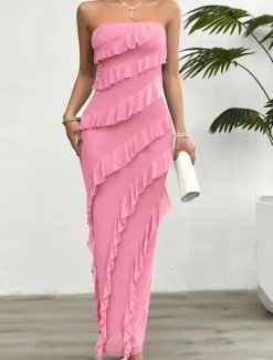 Women's Long Dress Maxi Dress White Dress Prom Dress Party Dress Cocktail Dress Fashion Modern Festival Dress Wedding Party Special Occasion Regular Fit Plain Sleeveless Strapless White Pink Blue