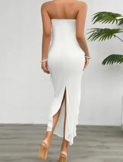 Women's Long Dress Maxi Dress White Dress Prom Dress Party Dress Cocktail Dress Fashion Modern Festival Dress Wedding Party Special Occasion Regular Fit Plain Sleeveless Strapless White Pink Blue