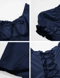 Women's Long Dress Maxi Dress White Dress Casual Dress Swing Dress Summer Dress Fashion Modern Elegant Dress Daily Date Weekend Regular Fit Plain Short Sleeve Square Neck Black White Yellow Navy Blue