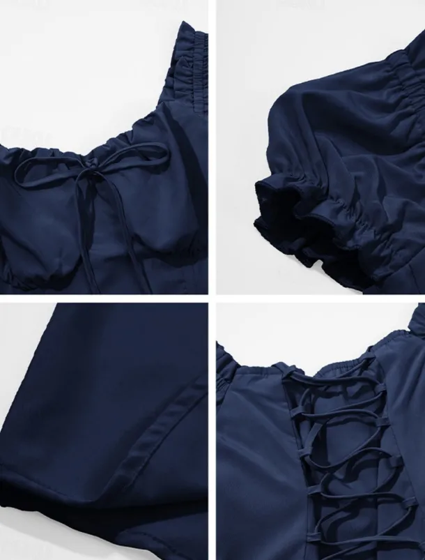 Women's Long Dress Maxi Dress White Dress Casual Dress Swing Dress Summer Dress Fashion Modern Elegant Dress Daily Date Weekend Regular Fit Plain Short Sleeve Square Neck Black White Yellow Navy Blue