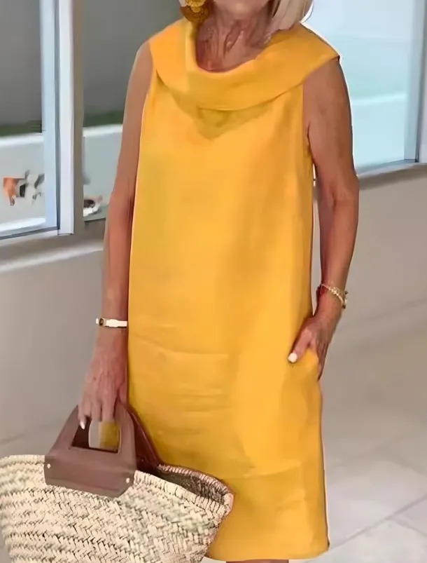 Women's Long Dress Maxi Dress Cotton Linen Dresses Casual Dress Elegant Stylish Basic Vacation Party Work Regular Fit Plain Sleeveless Shirt Collar Black Yellow Pink Blue Summer Spring