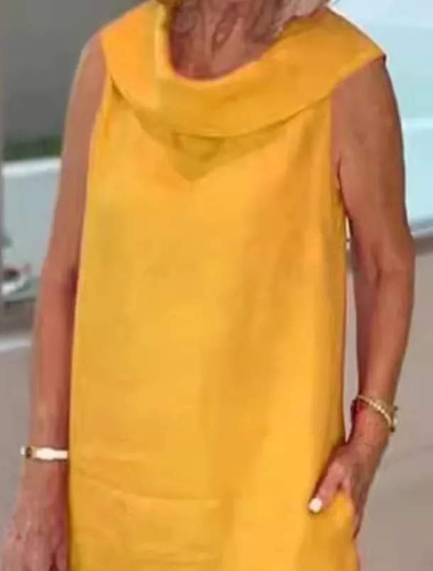 Women's Long Dress Maxi Dress Cotton Linen Dresses Casual Dress Elegant Stylish Basic Vacation Party Work Regular Fit Plain Sleeveless Shirt Collar Black Yellow Pink Blue Summer Spring