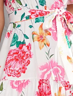 Women's Long Dress Maxi Dress Casual Dress Stylish Casual Vacation Daily Regular Fit Floral Short Sleeve V Neck Yellow Pink Summer Spring