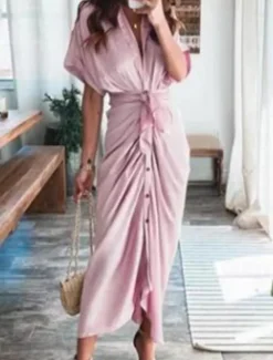 Women's Long Dress Maxi Dress Shirt Dress Casual Dress Summer Dress Stylish Sexy Vacation Daily Date Regular Fit Floral Graphic Short Sleeve Lapel Black Pink Red Blue Summer Spring