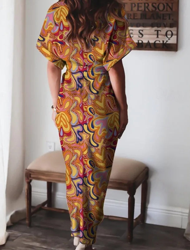 Women's Long Dress Maxi Dress Shirt Dress Casual Dress Summer Dress Stylish Sexy Vacation Daily Date Regular Fit Floral Graphic Short Sleeve Lapel Black Pink Red Blue Summer Spring