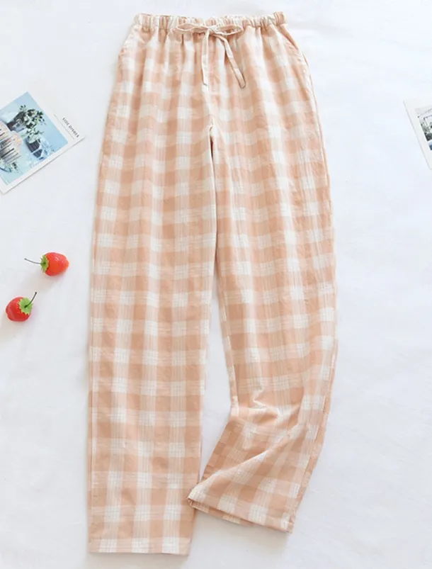 Women's Loungewear Pants Lounge Pants Grid / Plaid Fashion Casual Soft Home Street Daily Cotton Breathable Long Pant Elastic Waist Fall Winter Home Outfits