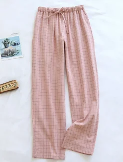 Women's Loungewear Pants Lounge Pants Grid / Plaid Fashion Casual Soft Home Street Daily Cotton Breathable Long Pant Elastic Waist Fall Winter Home Outfits