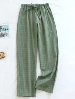 Women's Loungewear Pants Lounge Pants Grid / Plaid Fashion Casual Soft Home Street Daily Cotton Breathable Long Pant Elastic Waist Fall Winter Home Outfits