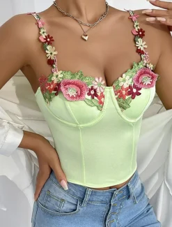 Women's Loungewear Pure Color Corsets Carnival Party Valentine's Day Breathable Straps Sleeveless Lace Backless Summer Spring Home Outfits