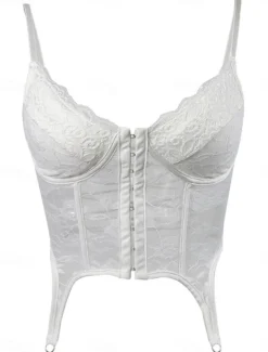 Women's Loungewear Pure Color Corsets Carnival Party Valentine's Day Breathable Straps Sleeveless Lace Backless Chest pads Summer Spring Home Outfits