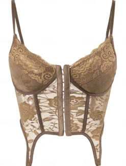 Women's Loungewear Pure Color Corsets Carnival Party Valentine's Day Breathable Straps Sleeveless Lace Backless Chest pads Summer Spring Home Outfits