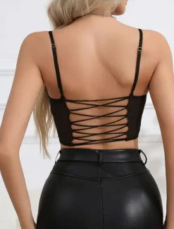 Women's Loungewear Pure Color Corsets Carnival Party Valentine's Day Breathable Straps Sleeveless Lace Backless Chest pads Summer Spring Home Outfits