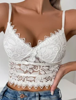 Women's Loungewear Pure Color Corsets Carnival Party Valentine's Day Breathable Straps Sleeveless Lace Backless Summer Spring Home Outfits