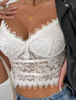 Women's Loungewear Pure Color Corsets Carnival Party Valentine's Day Breathable Straps Sleeveless Lace Backless Summer Spring Home Outfits