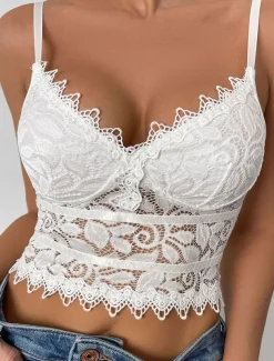 Women's Loungewear Pure Color Corsets Carnival Party Valentine's Day Breathable Straps Sleeveless Lace Backless Summer Spring Home Outfits