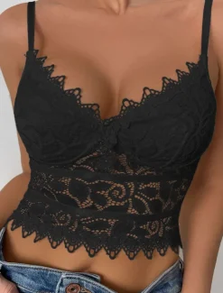 Women's Loungewear Pure Color Corsets Carnival Party Valentine's Day Breathable Straps Sleeveless Lace Backless Summer Spring Home Outfits