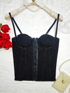 Women's Loungewear Pure Color Corsets Carnival Party Valentine's Day Breathable Straps Sleeveless Lace Backless Summer Spring Home Outfits