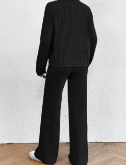 Women's Loungewear Sets Pure Color Casual Comfort Soft Home Street Daily Breathable High Neck Long Sleeve Sweater Pant Fall Winter Home Outfits