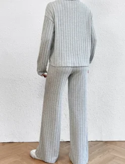 Women's Loungewear Sets Pure Color Casual Comfort Soft Home Street Daily Breathable High Neck Long Sleeve Sweater Pant Fall Winter Home Outfits