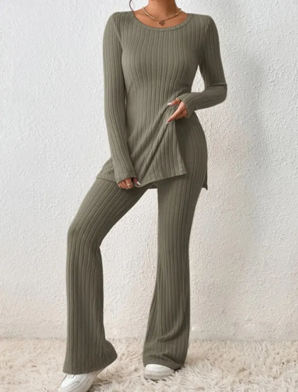 Women's Loungewear Sets Pure Color Fashion Comfort Soft Home Daily Bed Breathable Crew Neck Long Sleeve Sweater Pant Fall Winter Home Outfits