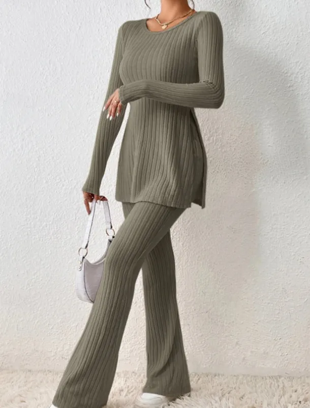 Women's Loungewear Sets Pure Color Fashion Comfort Soft Home Daily Bed Breathable Crew Neck Long Sleeve Sweater Pant Fall Winter Home Outfits